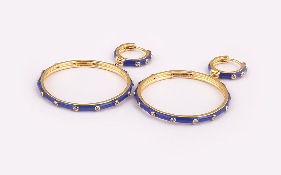 High Quality Big Circle Hoop Earrings For Women Charms Original Design Dark Blue Female Fashion Party Jewelry Gift - Floq & Raman
