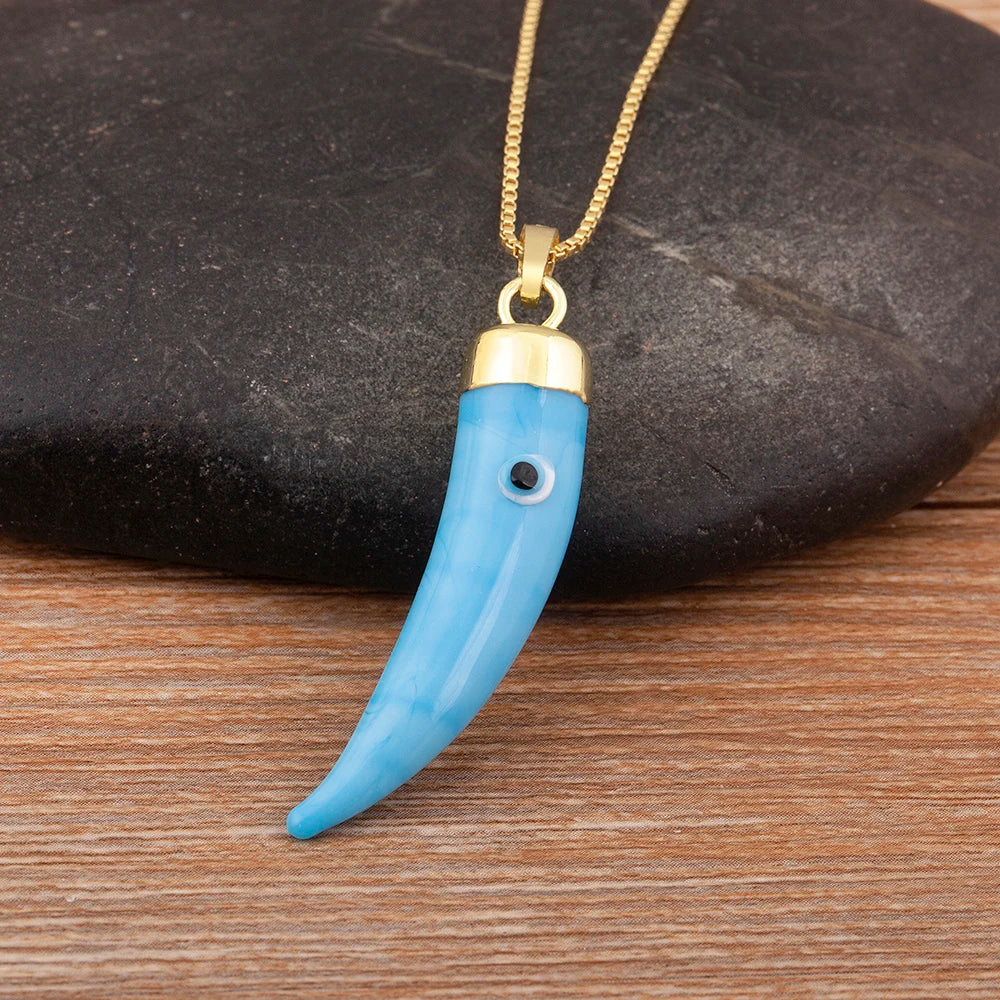 High Quality Creative Trend Capsicum Shape Zircon Evil Eye Charm Pendant Necklace For Women Girl Daily Party Jewelry Gifts - Floq & Raman