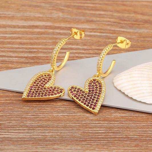 New Arrival Romantic Irregular Heart Shape Pave Zircon Earrings For Women Girl Aesthetic Fashion Ear Jewelry Party Gifts - Floq & Raman