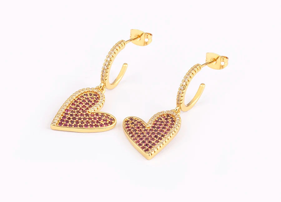 New Arrival Romantic Irregular Heart Shape Pave Zircon Earrings For Women Girl Aesthetic Fashion Ear Jewelry Party Gifts - Floq & Raman
