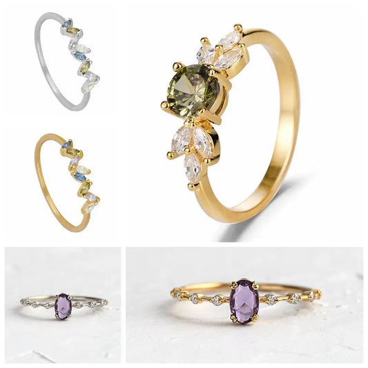 Micro Pave Promise Rings for Women – Elegant Crystal Engagement & Wedding Jewelry - Floq & Raman