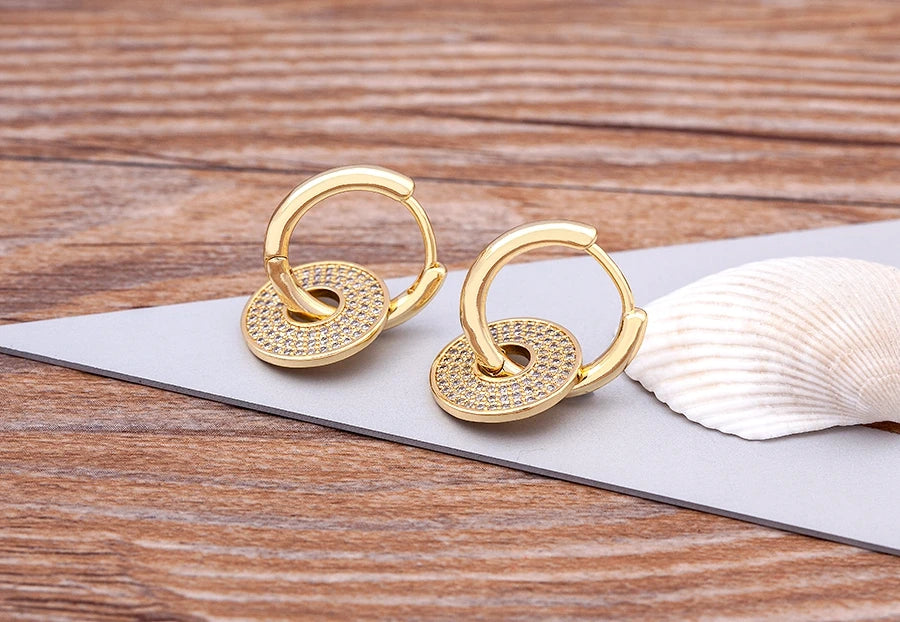 Classic Copper Zircon Ear Buckle for Women Trendy Gold Color Small Large Circle Hoop Earrings Punk Hip Hop Jewelry Accessories - Floq & Raman
