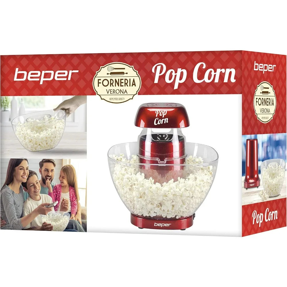 Machine à Popcorn à Air Chaud – Rouge, Bol Amovible, Sans Huile ni Matière Grasse