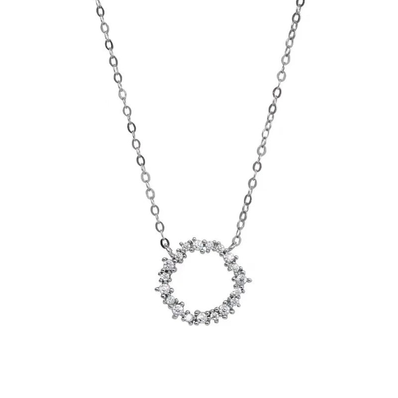 925 Sterling Silver 18K Gold Plating Pavé Crystal Round Star Same Style Necklace Women Fashion Party Jewelry Accessories - Floq & Raman