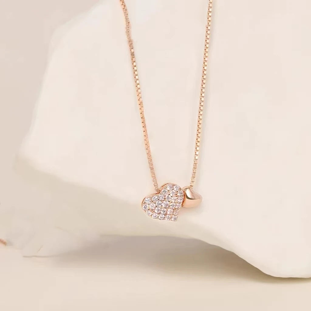 New 925 Sterling Silver Shiny Square Heart Pendant Necklace fit Beads DIY Fashion Women's Jewelry Party Gift - Floq & Raman