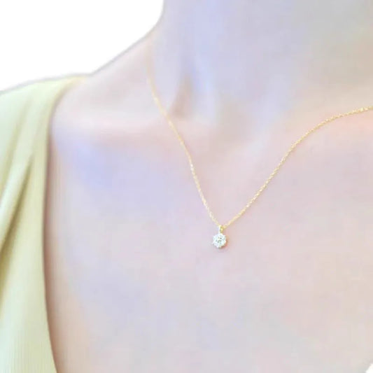 New 925 sterling silver petal necklace small pendant 14k gold plated light luxury mini clavicle chain - Floq & Raman