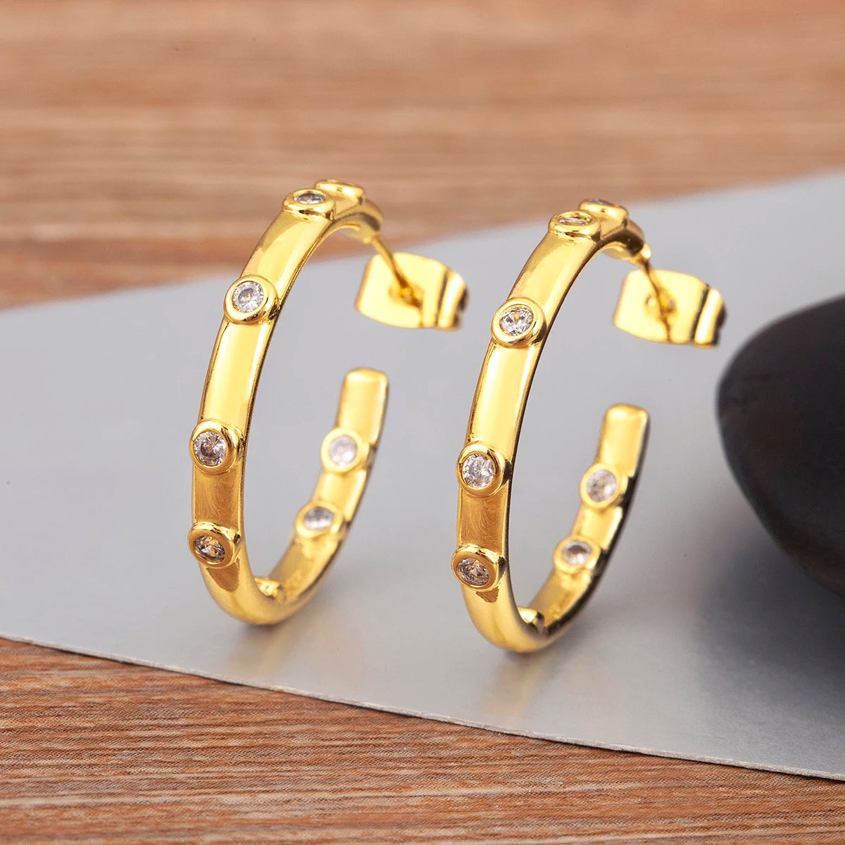 New Popular Snake Shape Cubic Zirconia Big Circle Hoop Earrings For Female Punk Style Daily Party Ear Jewelry Accessories - Floq & Raman