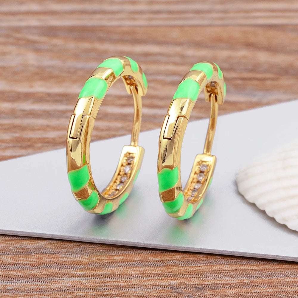 High Quality 6 Candy Colors Inlaid Zebra Stripe Pendant Fashion Earrings Enamel Oil Dripping Women's Simple French Jewelry Gifts - Floq & Raman