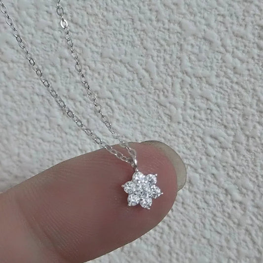 Real 925 Sterling Silver Seven star Zircon Pendant Necklaces for Women Cute Light Luxury Fine Jewelry Minimalist Plant Accessori - Floq & Raman