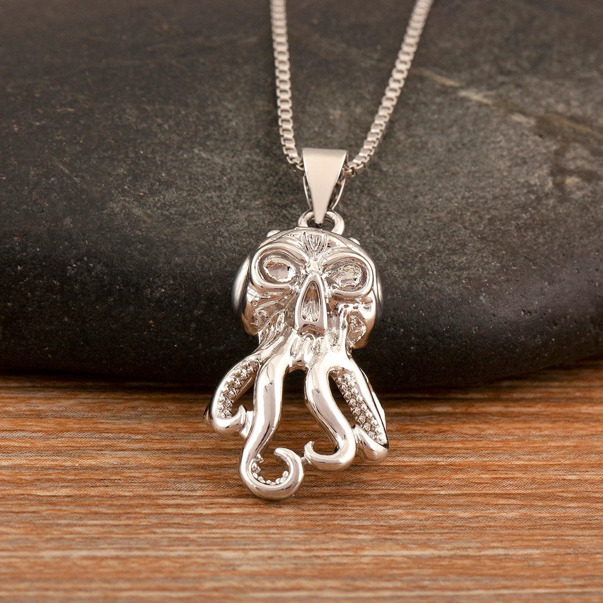 Trendy Cool Style Octopus Shape Charm Pendant Necklace For Female Male Copper Inlaid Zircon Jewelry Daily Party Gifts - Floq & Raman