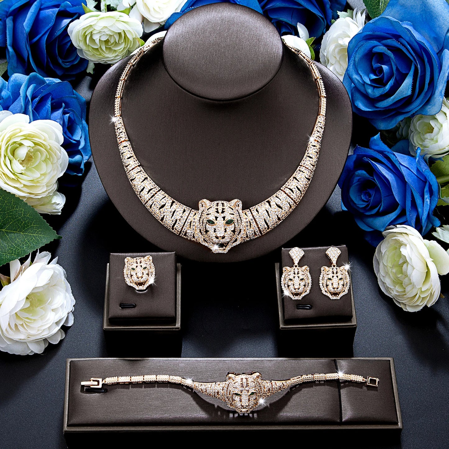 Luxury Bridal Jewelry Set (4 Pieces) – High-End Cubic Zirconia for Women’s Wedding or Special Events - Floq & Raman