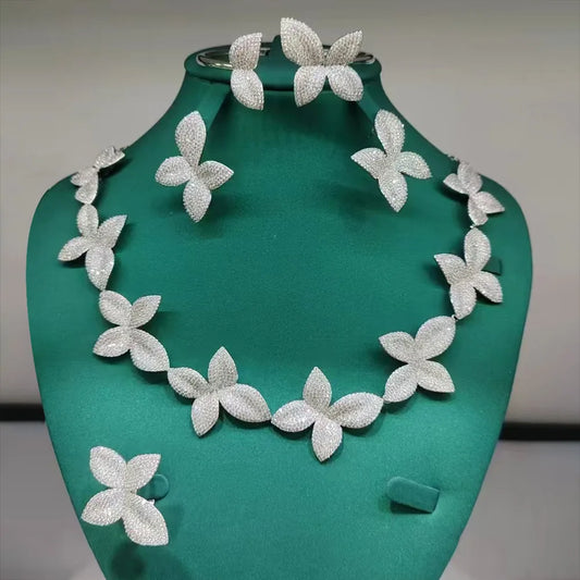 New Fashion African Multi Flowers Dubai Bridal Jewelry Set For Women Wedding Party Nigerian Choker Necklace Earring Set - Floq & Raman