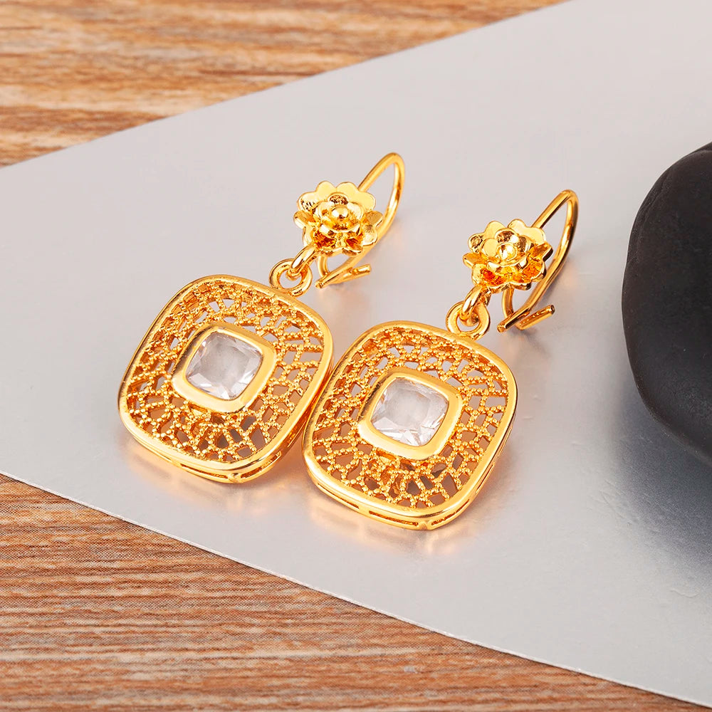 High Quality Rectangle/Evil Eye Shape Elegant Aesthetic Drop Earrings For Female Vintage Ear Jewelry Wedding Party Gifts - Floq & Raman