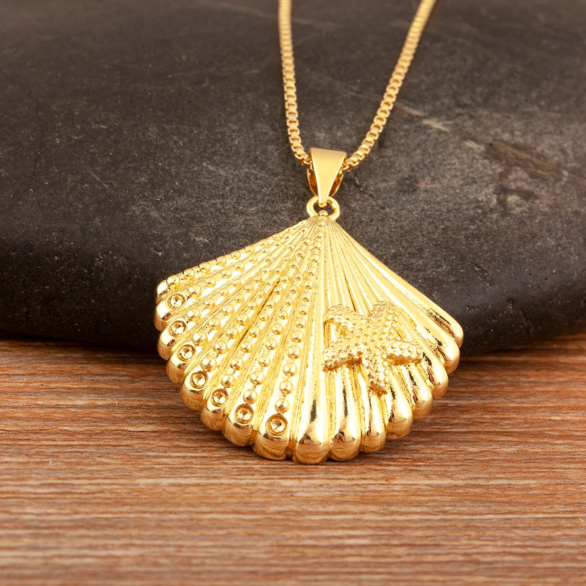 New Fashion Lucky Shell Shape Inlaid Pearl Crystal Zircon Pendant Necklace For Women Female 4 Styles Choice Jewelry Gifts - Floq & Raman