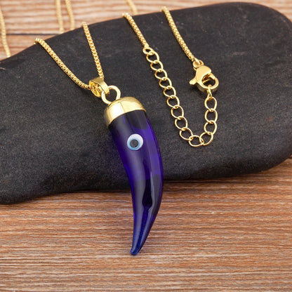 High Quality Creative Trend Capsicum Shape Zircon Evil Eye Charm Pendant Necklace For Women Girl Daily Party Jewelry Gifts - Floq & Raman