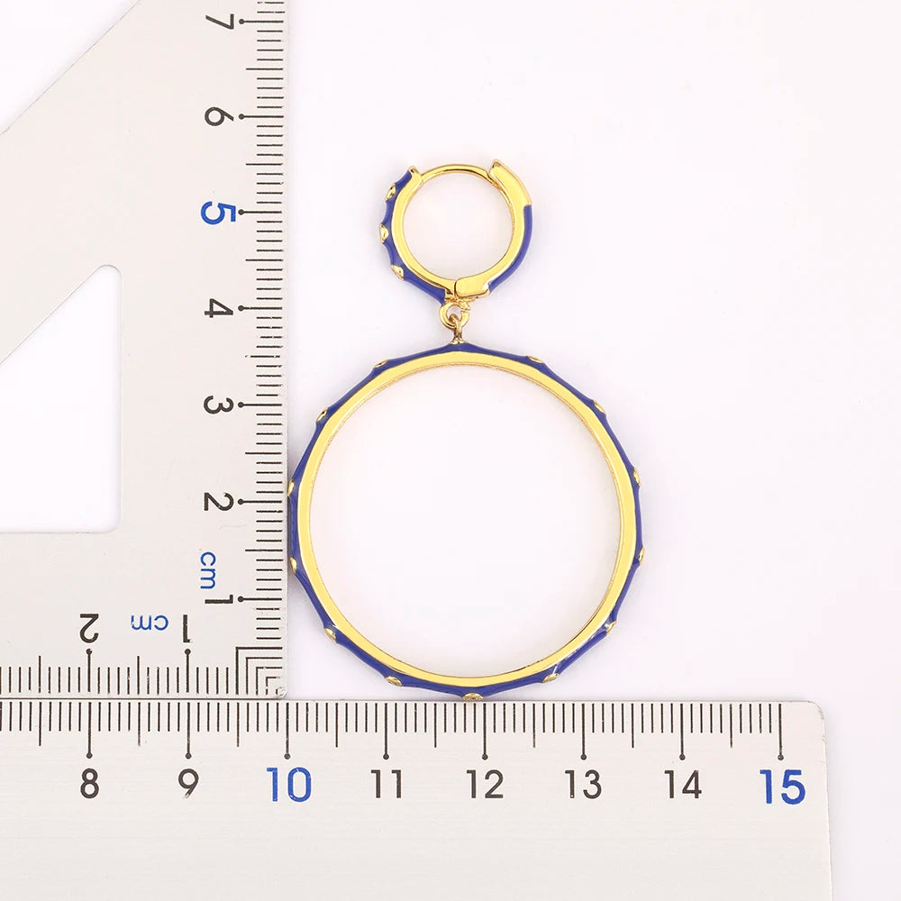 High Quality Big Circle Hoop Earrings For Women Charms Original Design Dark Blue Female Fashion Party Jewelry Gift - Floq & Raman