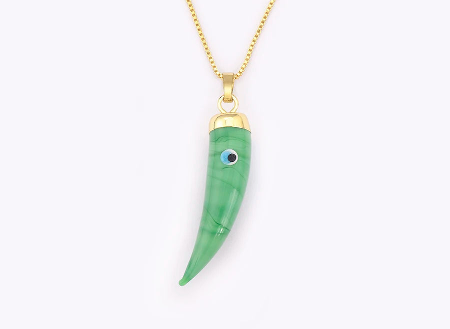 High Quality Creative Trend Capsicum Shape Zircon Evil Eye Charm Pendant Necklace For Women Girl Daily Party Jewelry Gifts - Floq & Raman