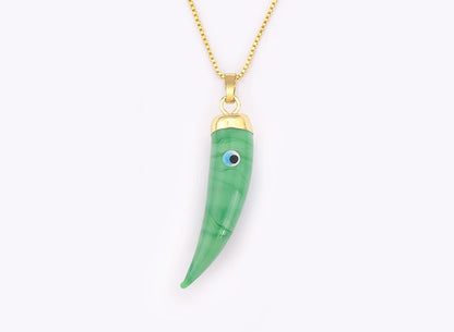 High Quality Creative Trend Capsicum Shape Zircon Evil Eye Charm Pendant Necklace For Women Girl Daily Party Jewelry Gifts - Floq & Raman
