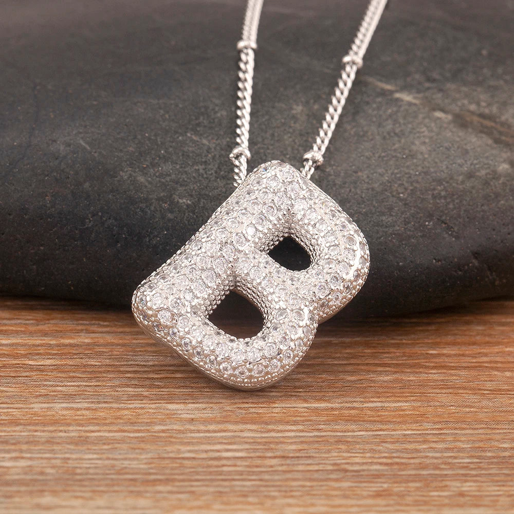 Hot Sale Pave Crystal Zircon A-Z Letters Pendant Necklace Male And Female Couples Name Initials Alphabet Jewelry Fine Gift - Floq & Raman