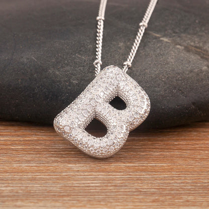 Hot Sale Pave Crystal Zircon A-Z Letters Pendant Necklace Male And Female Couples Name Initials Alphabet Jewelry Fine Gift - Floq & Raman