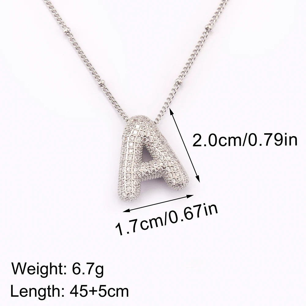 Hot Sale Pave Crystal Zircon A-Z Letters Pendant Necklace Male And Female Couples Name Initials Alphabet Jewelry Fine Gift - Floq & Raman