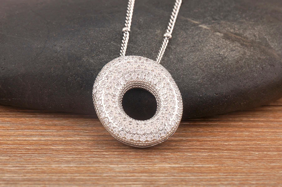 Hot Sale Pave Crystal Zircon A-Z Letters Pendant Necklace Male And Female Couples Name Initials Alphabet Jewelry Fine Gift - Floq & Raman