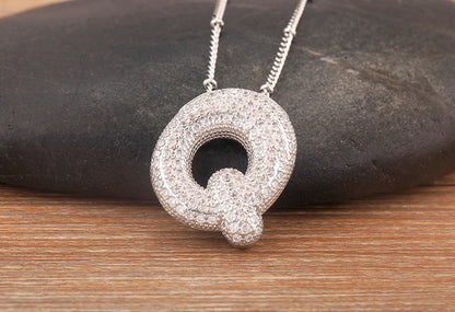 Hot Sale Pave Crystal Zircon A-Z Letters Pendant Necklace Male And Female Couples Name Initials Alphabet Jewelry Fine Gift - Floq & Raman