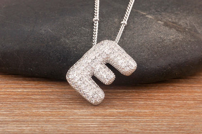 Hot Sale Pave Crystal Zircon A-Z Letters Pendant Necklace Male And Female Couples Name Initials Alphabet Jewelry Fine Gift - Floq & Raman