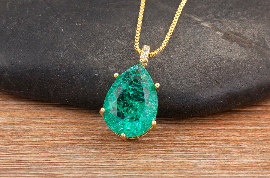 Classic New Design Waterdrop Shape Zircon Charm Pendant Necklace For Women Clavicle Chain Accessories Wedding Party Gifts - Floq & Raman