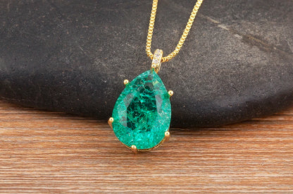 Classic New Design Waterdrop Shape Zircon Charm Pendant Necklace For Women Clavicle Chain Accessories Wedding Party Gifts - Floq & Raman