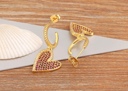 New Arrival Romantic Irregular Heart Shape Pave Zircon Earrings For Women Girl Aesthetic Fashion Ear Jewelry Party Gifts ﻿ - Floq & Raman