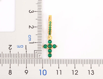 New Trendy Inlaid Green Zircon Cross Charm Drop Earrings For Women Girls Birthday Party Ear Jewelry Wholesale Accessories - Floq & Raman