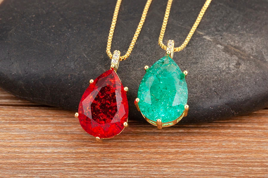 Classic New Design Waterdrop Shape Zircon Charm Pendant Necklace For Women Clavicle Chain Accessories Wedding Party Gifts - Floq & Raman