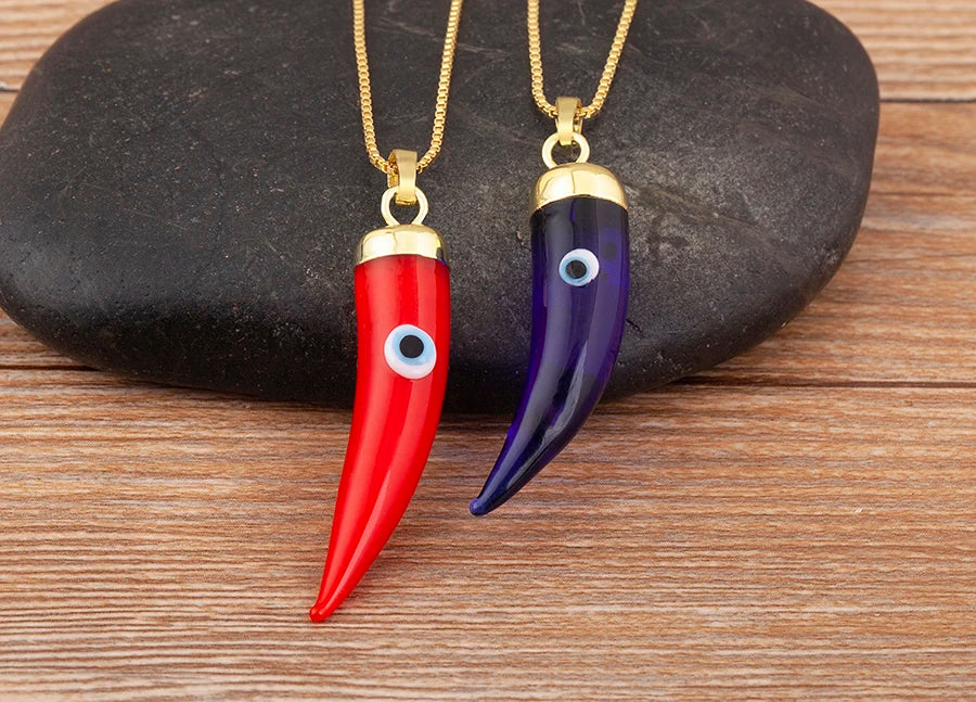 High Quality Creative Trend Capsicum Shape Zircon Evil Eye Charm Pendant Necklace For Women Girl Daily Party Jewelry Gifts - Floq & Raman