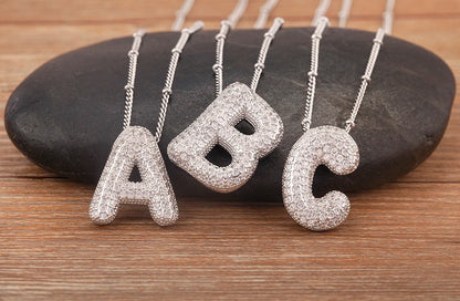 Hot Sale Pave Crystal Zircon A-Z Letters Pendant Necklace Male And Female Couples Name Initials Alphabet Jewelry Fine Gift - Floq & Raman