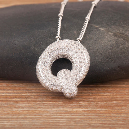 Hot Sale Pave Crystal Zircon A-Z Letters Pendant Necklace Male And Female Couples Name Initials Alphabet Jewelry Fine Gift - Floq & Raman
