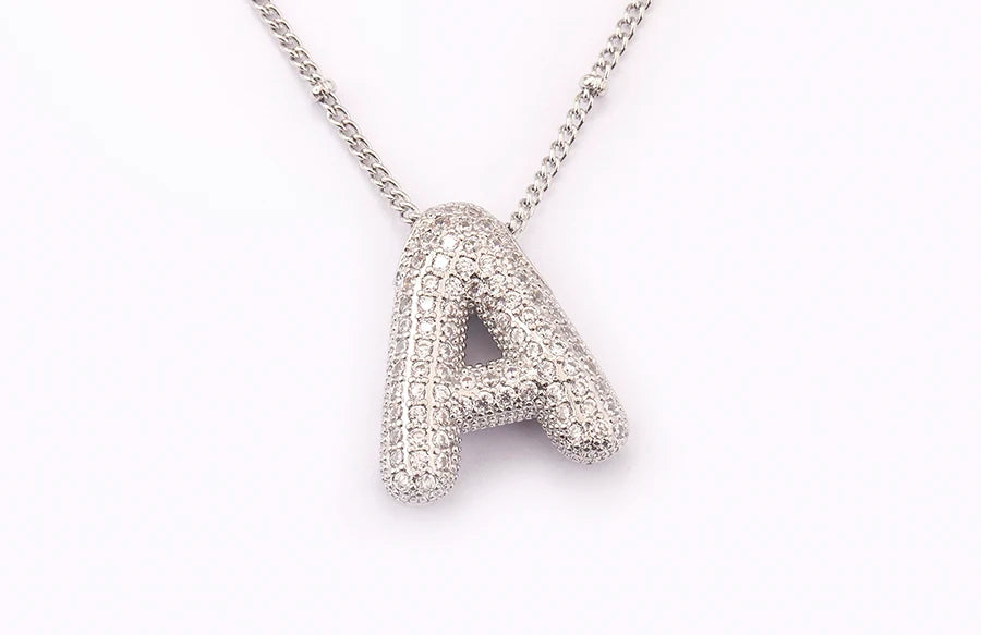 Hot Sale Pave Crystal Zircon A-Z Letters Pendant Necklace Male And Female Couples Name Initials Alphabet Jewelry Fine Gift - Floq & Raman