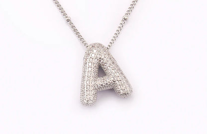 Hot Sale Pave Crystal Zircon A-Z Letters Pendant Necklace Male And Female Couples Name Initials Alphabet Jewelry Fine Gift - Floq & Raman