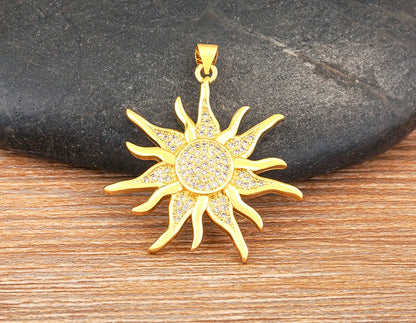 New Fashion Sun Shape Shiny Zircon Lucky Pendant Necklace 3 Styles For Women Punk Style Clavicle Chain Accessories Gifts - Floq & Raman