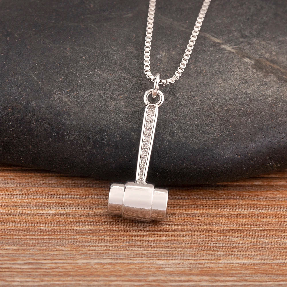 New Popular Balance Hammer Pliers Shape Charm Pendant Necklace 3 Styles For Women Pave Shiny Crystal Zircon Jewelry Gifts - Floq & Raman