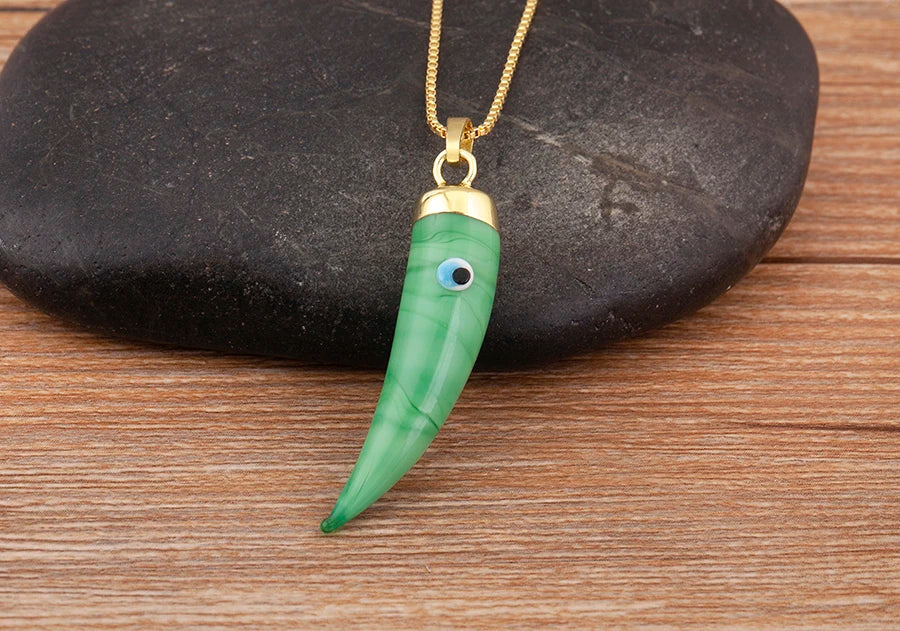 High Quality Creative Trend Capsicum Shape Zircon Evil Eye Charm Pendant Necklace For Women Girl Daily Party Jewelry Gifts - Floq & Raman