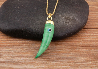 High Quality Creative Trend Capsicum Shape Zircon Evil Eye Charm Pendant Necklace For Women Girl Daily Party Jewelry Gifts - Floq & Raman
