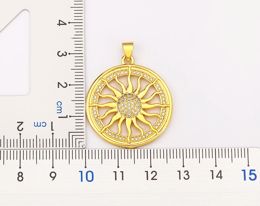New Fashion Sun Shape Shiny Zircon Lucky Pendant Necklace 3 Styles For Women Punk Style Clavicle Chain Accessories Gifts - Floq & Raman