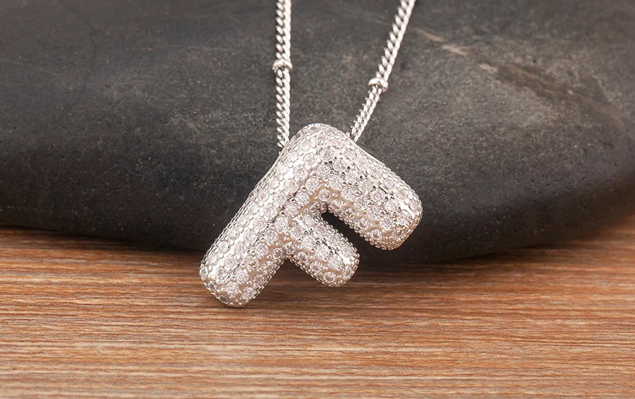 Hot Sale Pave Crystal Zircon A-Z Letters Pendant Necklace Male And Female Couples Name Initials Alphabet Jewelry Fine Gift - Floq & Raman