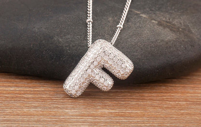 Hot Sale Pave Crystal Zircon A-Z Letters Pendant Necklace Male And Female Couples Name Initials Alphabet Jewelry Fine Gift - Floq & Raman
