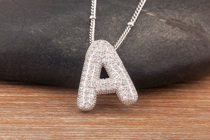 Hot Sale Pave Crystal Zircon A-Z Letters Pendant Necklace Male And Female Couples Name Initials Alphabet Jewelry Fine Gift - Floq & Raman