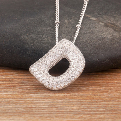 Hot Sale Pave Crystal Zircon A-Z Letters Pendant Necklace Male And Female Couples Name Initials Alphabet Jewelry Fine Gift - Floq & Raman