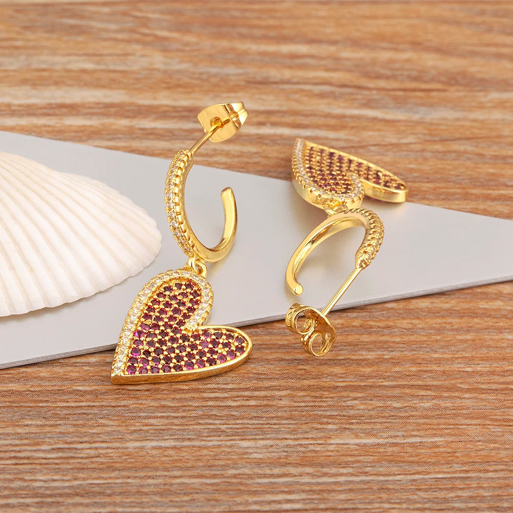 New Arrival Romantic Irregular Heart Shape Pave Zircon Earrings For Women Girl Aesthetic Fashion Ear Jewelry Party Gifts ﻿ - Floq & Raman