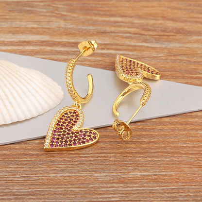 New Arrival Romantic Irregular Heart Shape Pave Zircon Earrings For Women Girl Aesthetic Fashion Ear Jewelry Party Gifts ﻿ - Floq & Raman