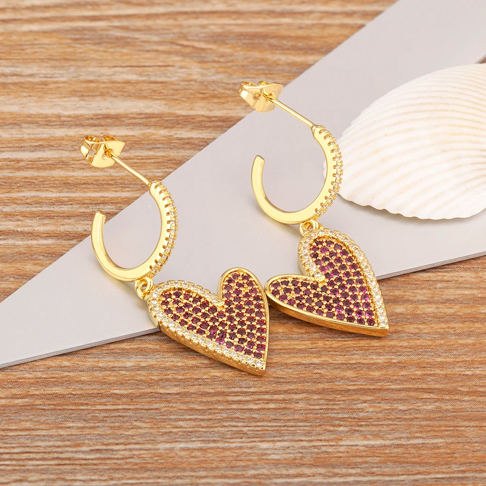 New Arrival Romantic Irregular Heart Shape Pave Zircon Earrings For Women Girl Aesthetic Fashion Ear Jewelry Party Gifts ﻿ - Floq & Raman